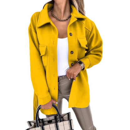Womens Belted Wool Blend Shacket Jacket