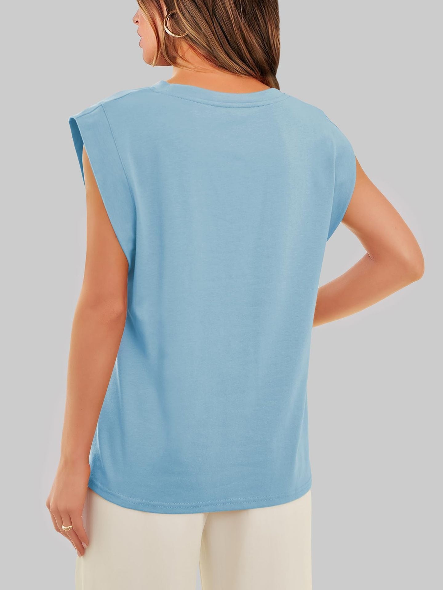 Casual Sleeveless Crew Neck Loose Tank Top