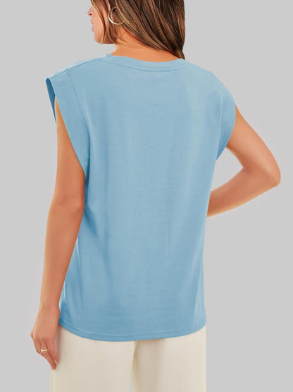 Casual Sleeveless Crew Neck Loose Tank Top