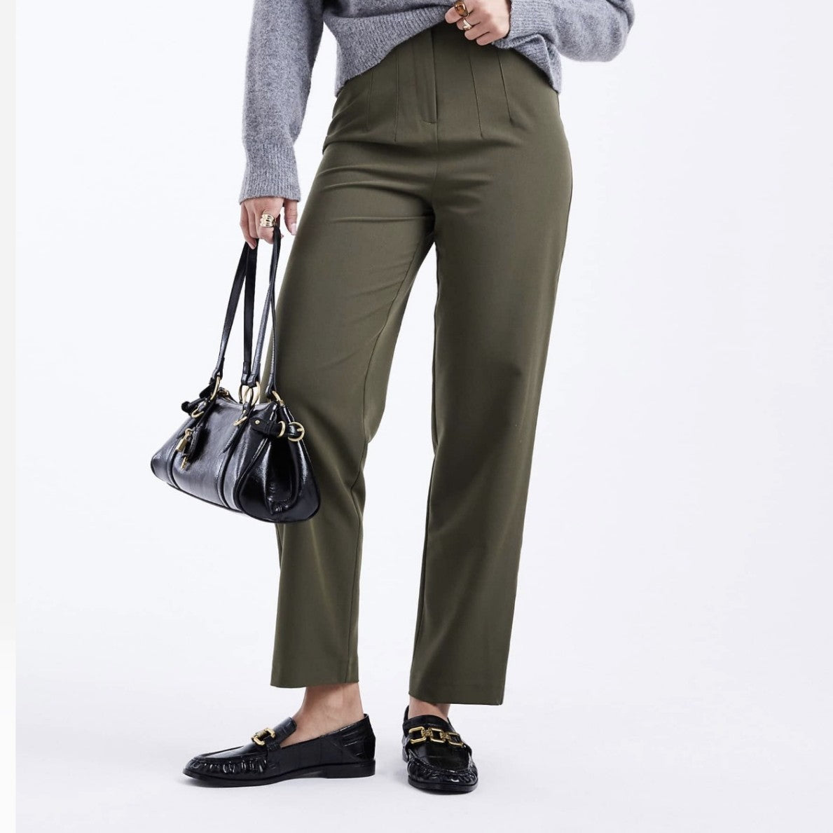 Women's High Waist Straight Leg Stretch Ankle Dress Pants