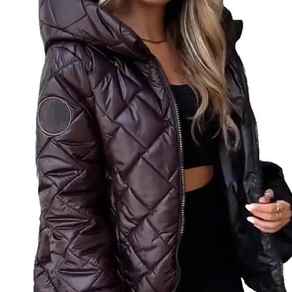 Women's Quilted Hooded Cropped Puffer Jacket