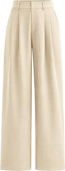 High Waist Wide Leg Trousers with Pockets