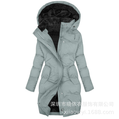 Women's Long Hooded Fur Trim Puffer Coat