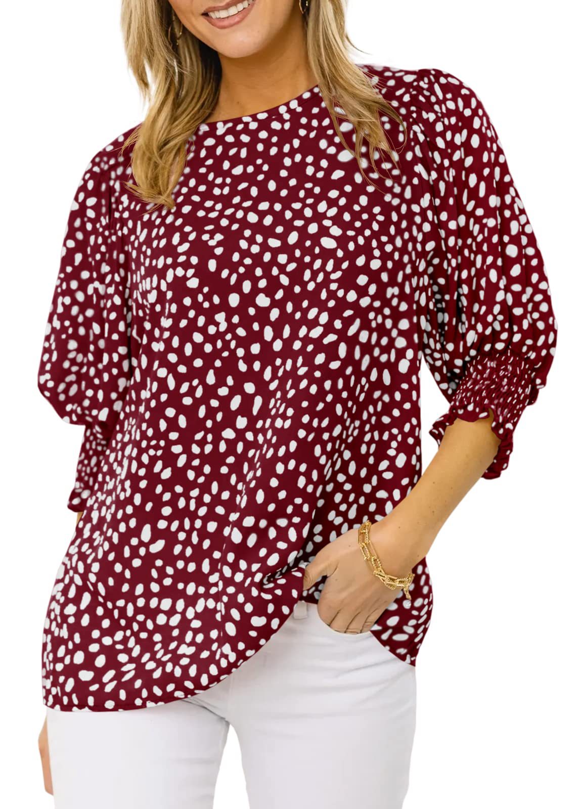 Loose Fit Printed Chiffon Short Sleeve Round Neck Shirt