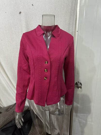 Women's Textured Button Front Casual Blazer