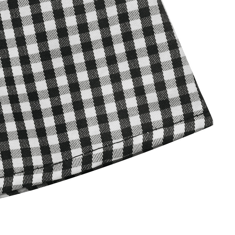 Women's Plaid V-Neck Ruffle Long Sleeve Maxi Dress