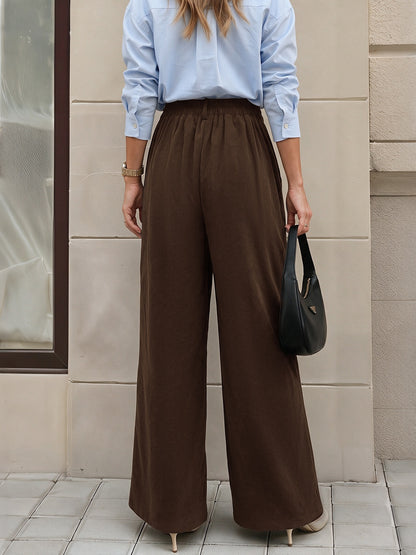 Women's Brown Corduroy High Waisted Wide Leg Pants