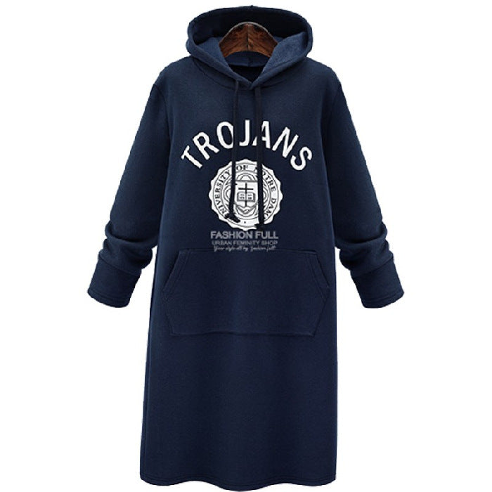 Plus Size Fleece Lined Long Hoodie Women Oversized Graphic