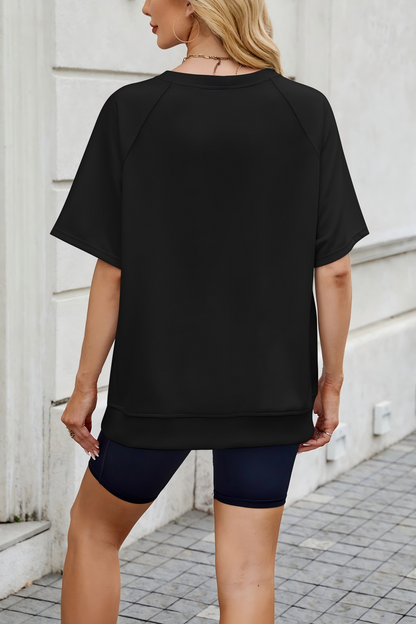 USA Sequin Graphic Oversized July 4th Tee Top