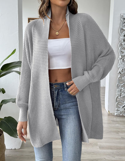 Women's Solid Color Loose Sweater Casual Long-sleeved Cardigan Jacket