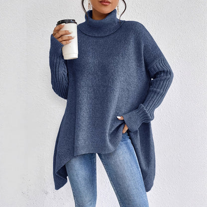 Oversized Turtleneck Sweater Chunky Knit Drop Shoulder