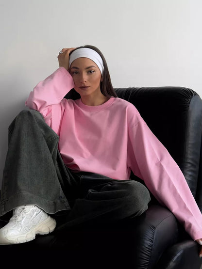 Heavyweight Cotton Long Sleeve Crewneck Oversized T Shirt