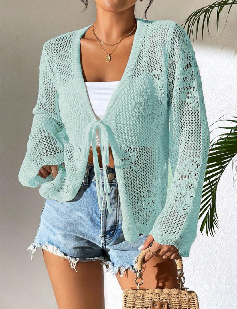 Women Crochet Knit Cardigan Boho Hollow Out Beach Cover Up