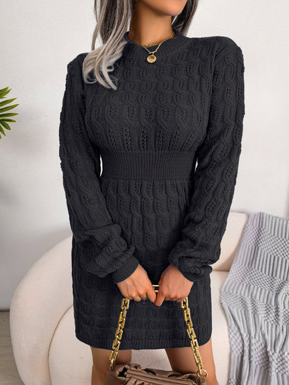 Blue Cable Knit Bodycon Sweater Dress – Fall Winter