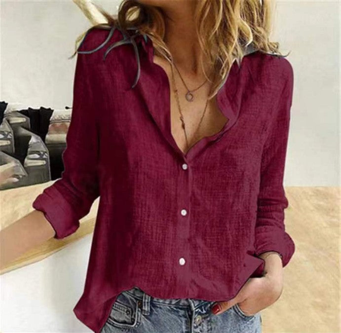 Women's Oversized Button Down Long Sleeve Casual Blouse