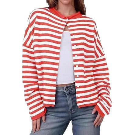 Women's Soft Striped Button Front Cardigan
