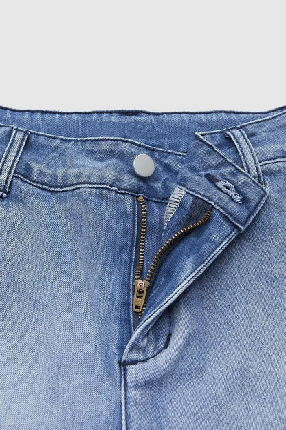 Cropped Wide Leg Denim Pants Casual Straight Jeans