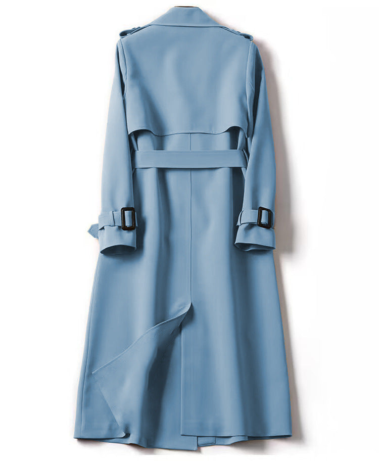 Women's Long Double Breasted Trench Coat Belted