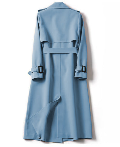 Women's Long Double Breasted Trench Coat Belted