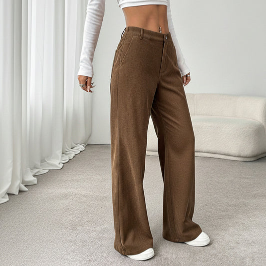 High Waist Corduroy Wide Leg Trouser Pants