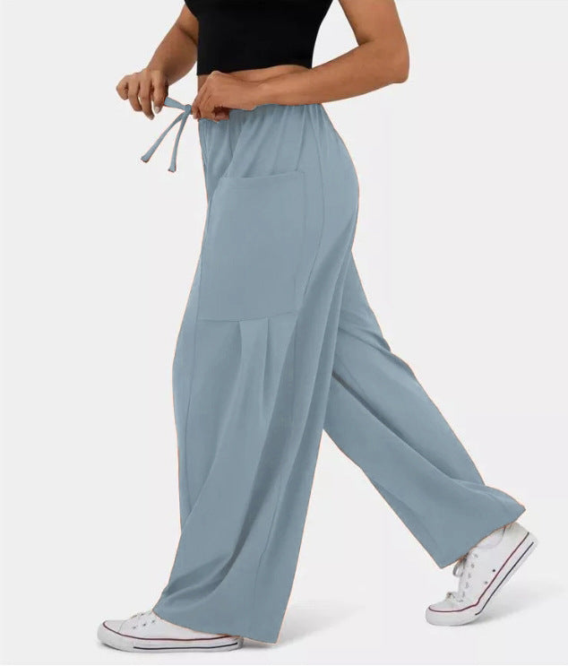 High Waist Wide Leg Lounge Pants with Pockets