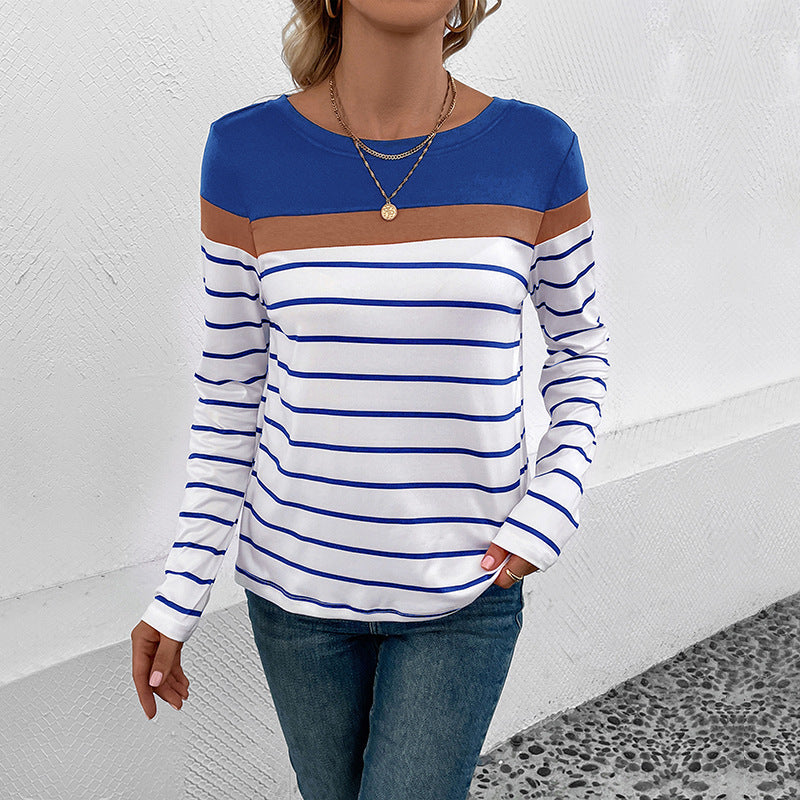 Chic Striped Long Sleeve Tee – Casual Spring Fall