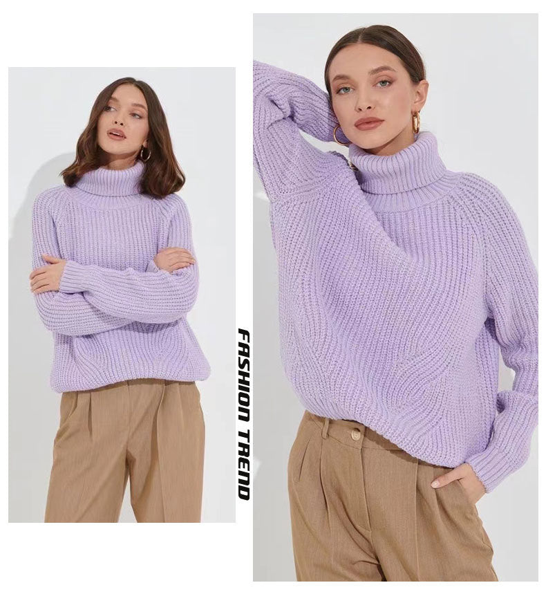 Women's Oversized Chunky Knit Turtleneck Sweater Pullover