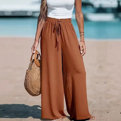 Women's Wide Leg Palazzo Pants Drawstring Flowy Casual