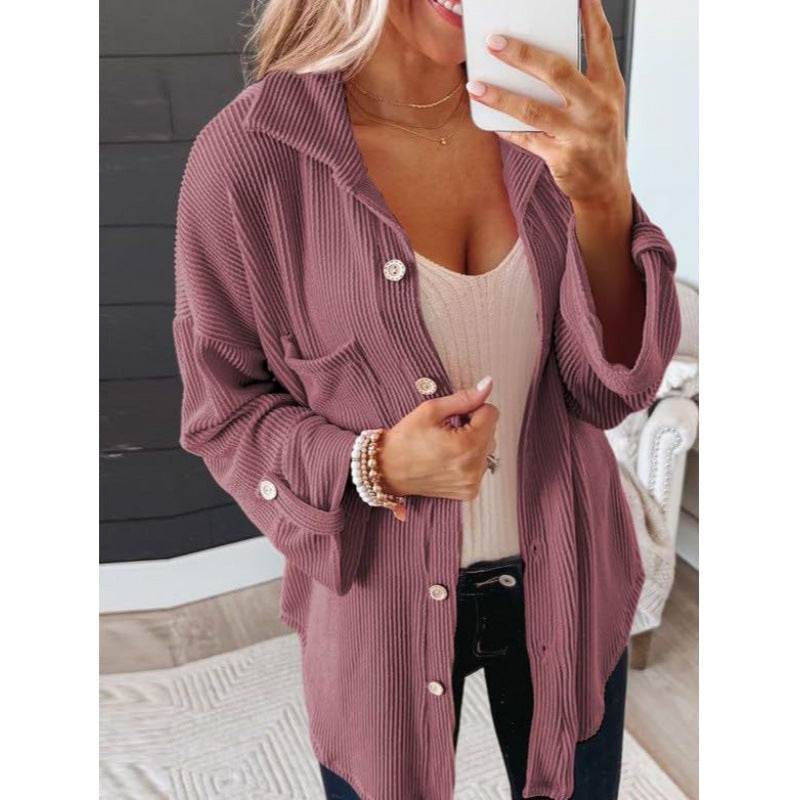 Women's Oversized Waffle Knit Button Down Shacket