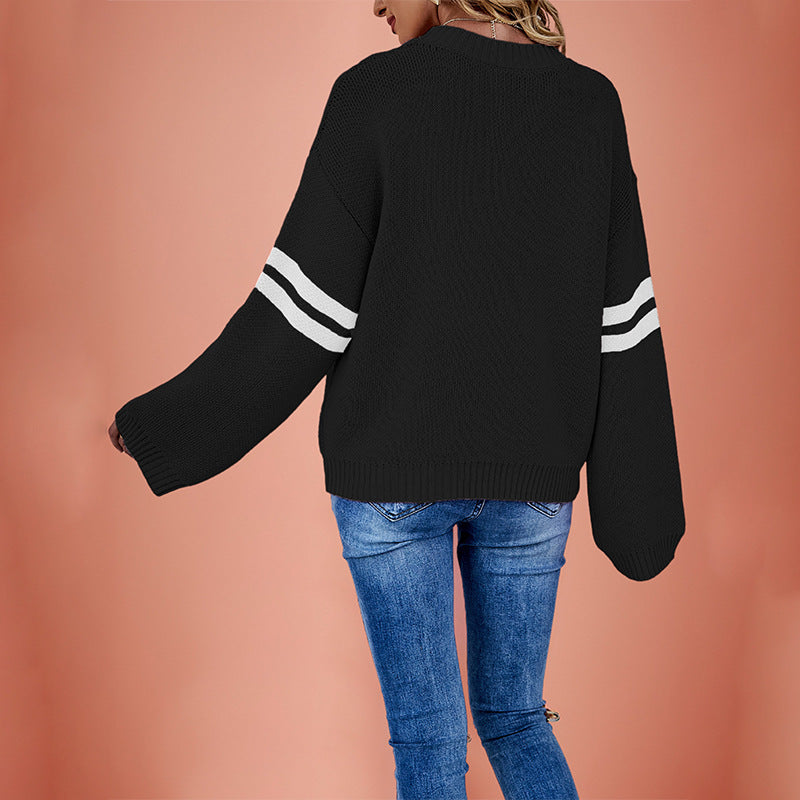 Pink Heart Contrast Knit Sweater Womens Valentine Pullover