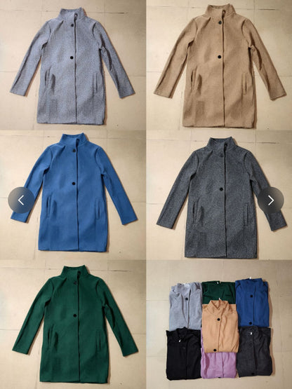 Women's Wool Blend Single Breasted Mid-Length Winter Coat