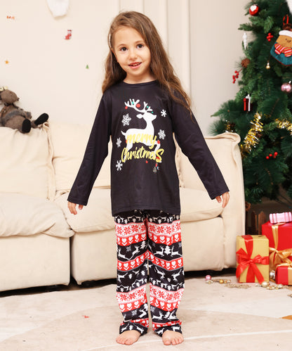 Alphabet Snowflake Deer Parent-Child Wear Printed Loungewear Christmas Pajamas