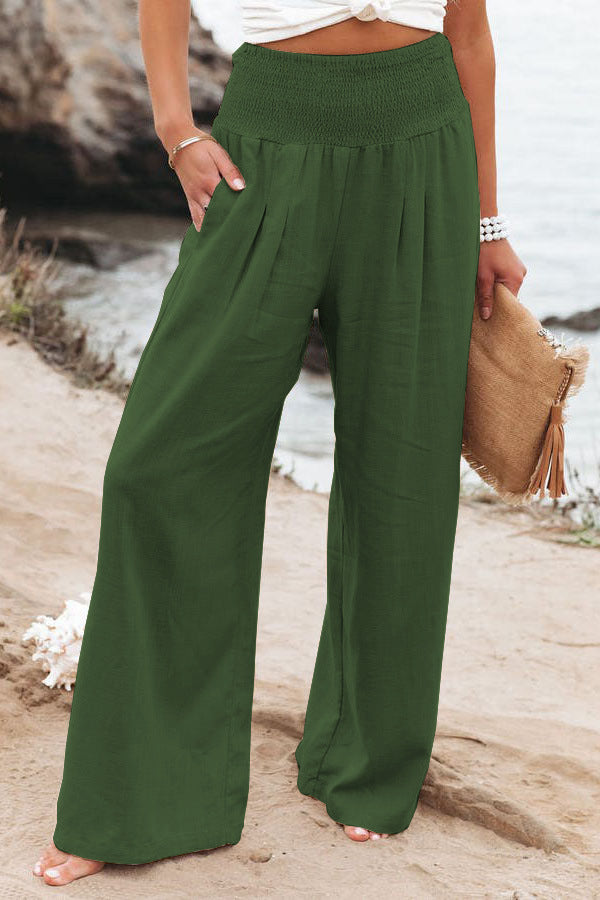 Women's Elastic Waist Wide Leg Casual Pants