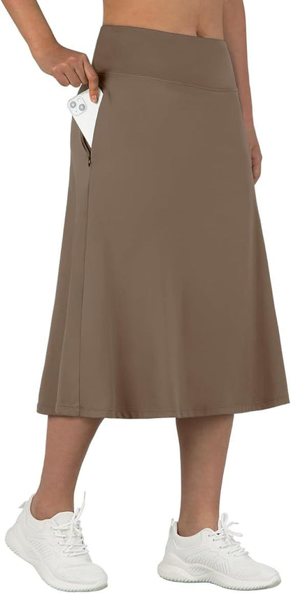 Women's High-Waisted A-Line Skirt with Pockets – Casual Sports Skirt