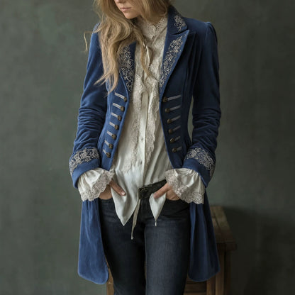 Women's Embroidered Velvet Blazer Vintage Jacket