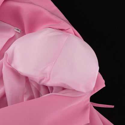 Women's Pink Bow Detail Oversized Casual Blazer