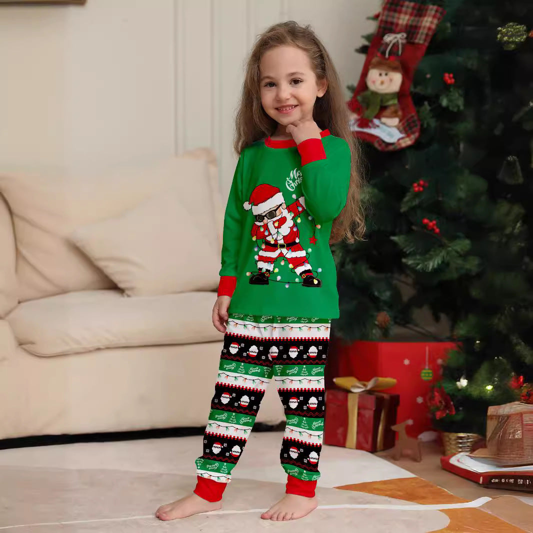 Santa Print Parent-child Outfit Long-sleeved Christmas Pajama Set