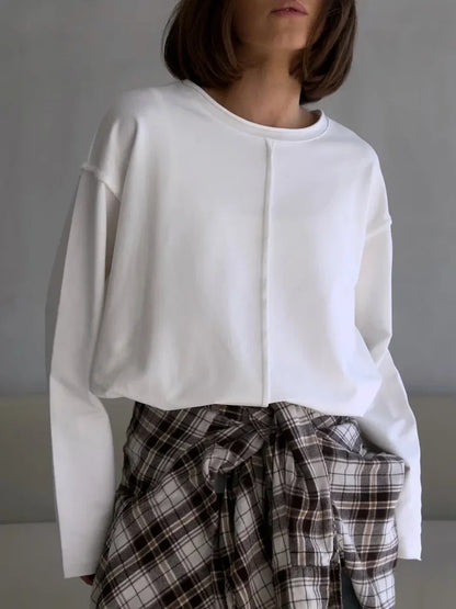 Black Oversized Seam Detail Long Sleeve Tee
