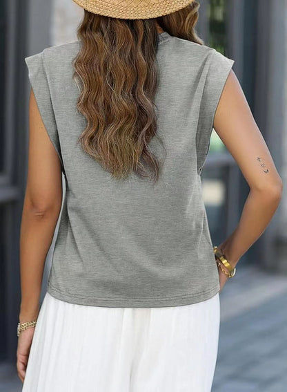 Casual Sleeveless Crew Neck Loose Tank Top