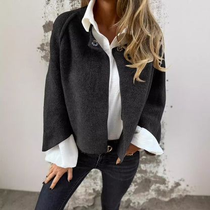 Women's Oversized Cropped Fuzzy Cardigan Button Front