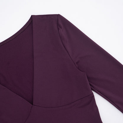 Sexy Deep V Neck Long Sleeve Bodycon Crop Top
