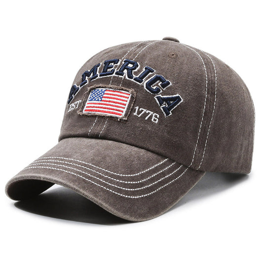 Coffee Vintage America Flag Embroidered Baseball Cap