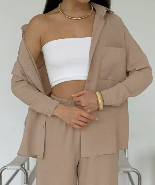 Women's Cardigan Wide Leg Pants Two Piece Lounge Set