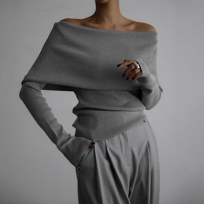 Off The Shoulder Sweater Women Fitted Long Sleeve