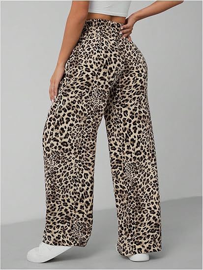 Low-Waist Leopard Print Wide-Leg Pants – Edgy Streetwear for Women