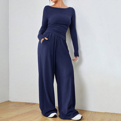 Women's Two Piece Wide Leg Pants Set Long Sleeve