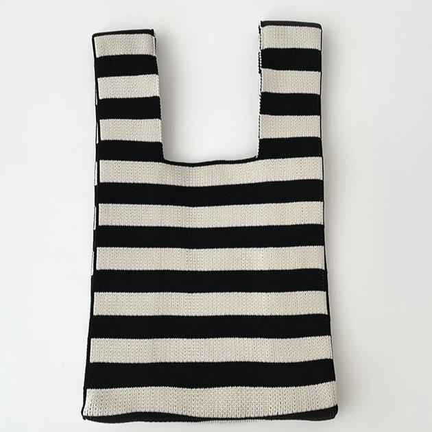 Stripe Woman's Knitted Tote Bag Knit Waist Bag