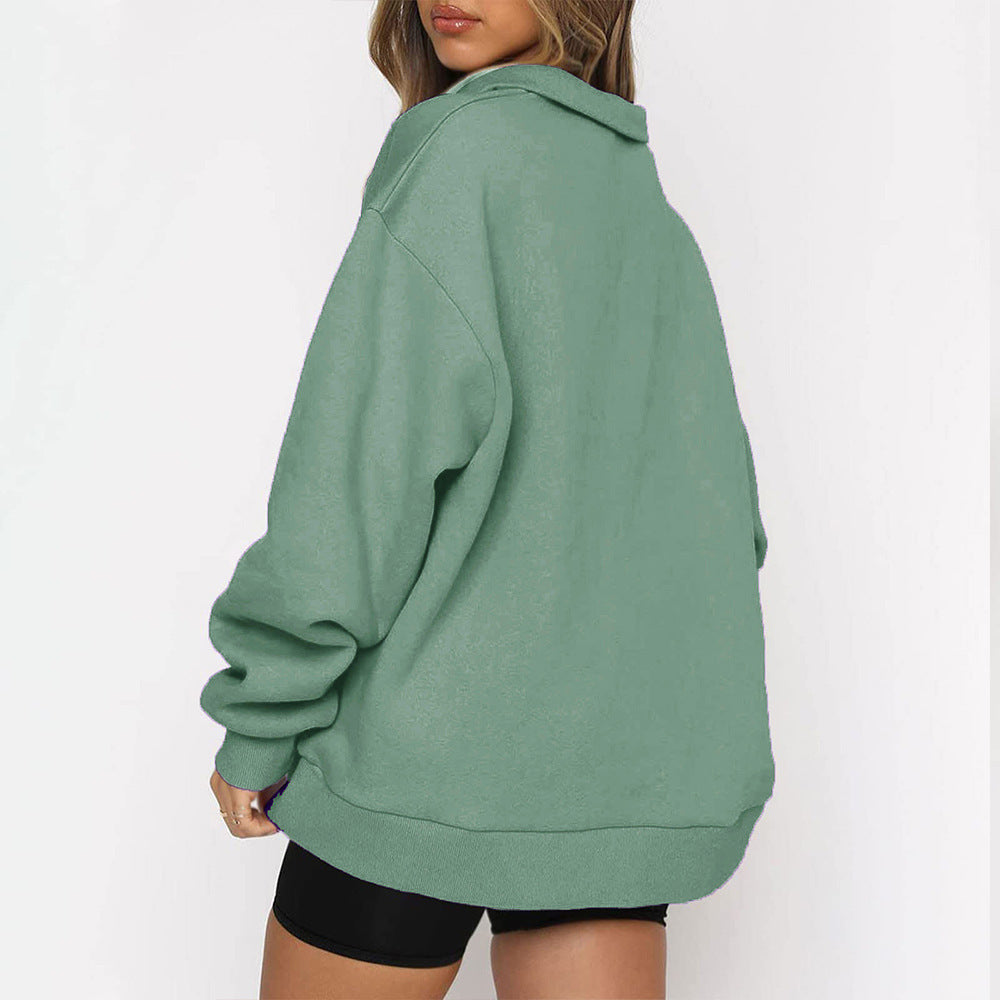 Oversized Half Zip Fleece Pullover Sweatshirt with Pocket