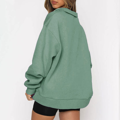 Oversized Half Zip Fleece Pullover Sweatshirt with Pocket