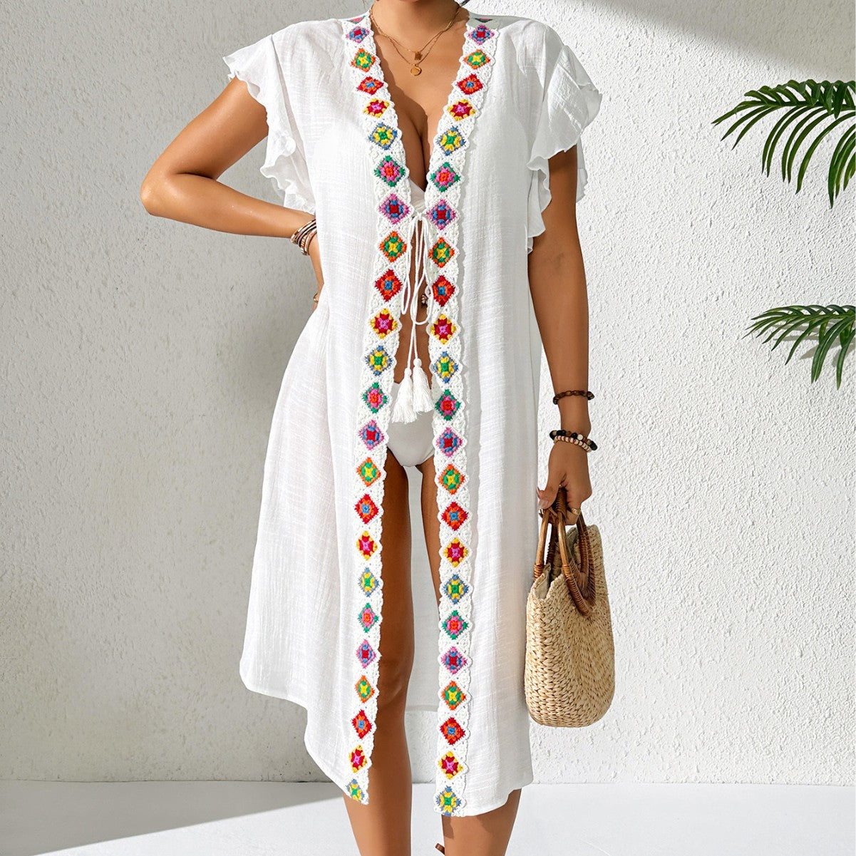 Womens Boho Crochet Beach Cover Up Dress Swimwear